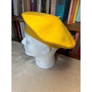 ARIS Yellow Wool Beret Hat One Size Classic French Style